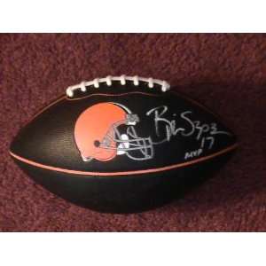 BRIAN SIPE SIGNED AUTOGRAPHED BLACK LOGO FOOTBALL CLEVELAND BROWNS COA 