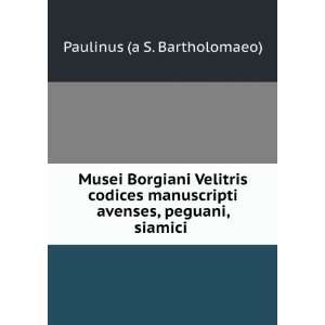 Musei Borgiani Velitris codices manuscripti avenses, peguani, siamici 