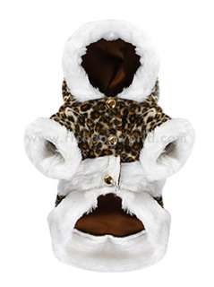 NEW Rich Dog World Leopard White Fur Hoodie Coat CUTE  