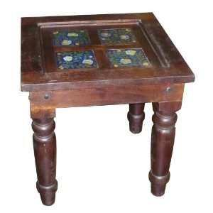  Tiled Teakwood Side Table from India