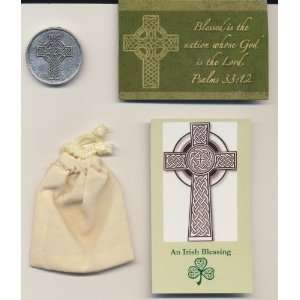  Celtic Cross Pocket Coin Token With Irish Holy Card and 