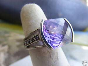 NEW NYC II CHUCK CLEMENCY STERLING AMETHYST RING & AMETHYST ACCENTS 