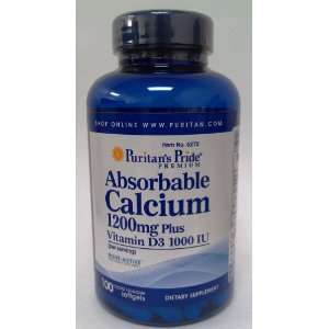 Puritans Pride Absorbable Calcium 1200 mg with Vitamin D 1000 IU, 100 