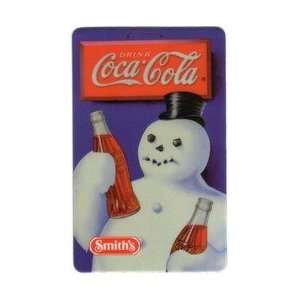 Coca Cola Collectible Phone Card 3m 1995 Smiths Snowman Holding Two 