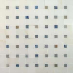  White Thassos with Azul Macuba Dot Mosaic Polished