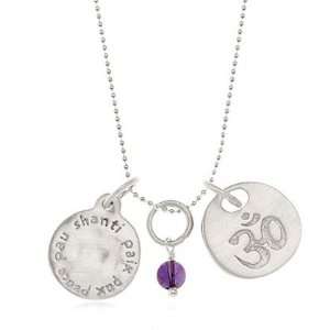  Om and Shanti Charm Necklace in Silver Jewelry