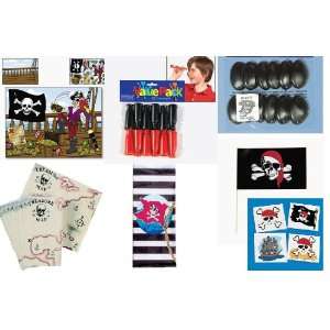 120 Pc PIRATE PARTY FAVORS Set/TATTOOS/Stickers/FLAGS/EYE PATCHES/Etc 