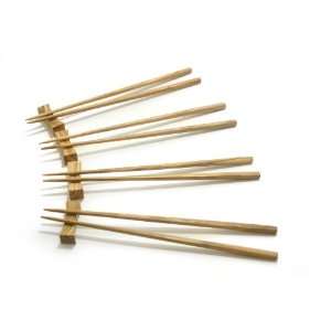 Four Pairs of Hand carved Shaped Olive Wood Chopsticks with Rests 