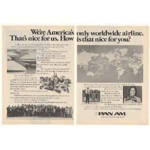  1975 Pan Am Americas Only Worldwide Airline 2 Page Print 