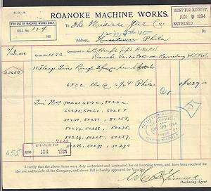  MACHINE WORKS  1884 receipt to Meadville,( Pa.) Steel Co.  