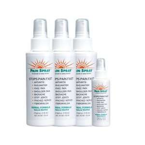  PAIN SPRAY 3 Pack (Plus 1 Travel Size FREE) / Pain Relief 