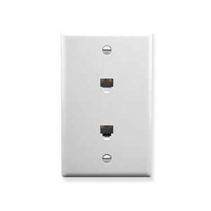 Wall Plate Double 6 Position 6 Conductor White One Piece Construction 