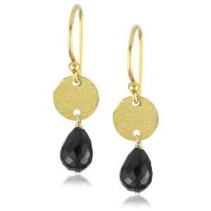   Athena Black Garnet and Vermeil Brushed Disk Earrings Jewelry