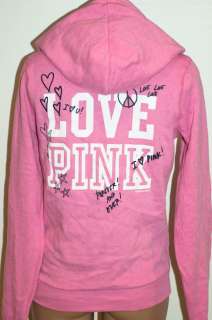 NWT Victorias Secret LOVE PINK Signature Zip Hoodie L  