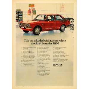  1971 Ad Red Toyota Corolla Automobile Vintage Car 