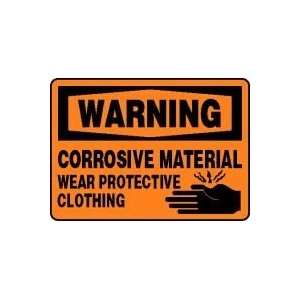 WARNING CORROSIVE MATERIAL WEAR PROTECTIVE CLOTHING (W/GRAPHIC) Sign 