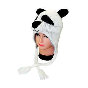  PANDA KNIT Ski Hat Animal Hat Fleece lined KNITTED 