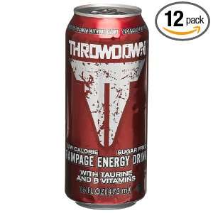 Cott Beverages Throwdown Rampage Sugar Free, 16 Ounce Cans (Pack of 12 