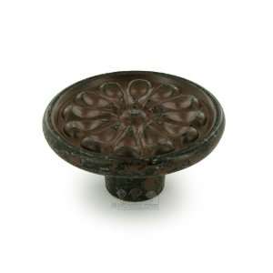 Country style expression   1 5/8 diameter flower knob in empire rust