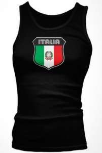 Italia Flag Retro Crest Juniors Tank Top Italy Shirt  