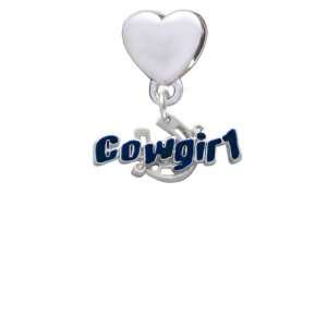   Cowgirl   Blue European Heart Charm Dangle Bead [Jewelry] Jewelry
