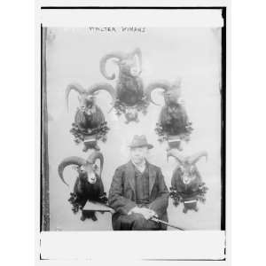  Photo (M) Walter Winans with Mt. Sheep head trophies 