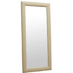  Floor Mirror with Cream Leather Frame   Contemporary