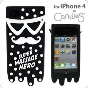  Candies MASSAGE HERO Silicon Cover for iPhone 4 (Black 