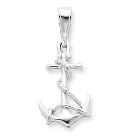 New Sterling Silver Boat Ship Anchor Rope Sea Pendant  