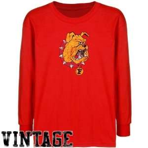  Ferris State Bulldogs Youth Red Distressed Logo Vintage T 