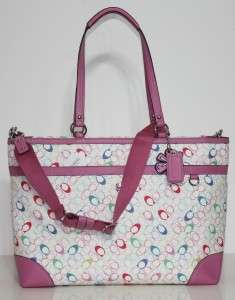 COACH SIGNATURE PINK SCRIBBLE BABY DIAPER BAG NWT 16873  