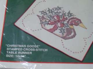   Bucilla Stamped Cross Stitch Country Table Runner Knit NIP  