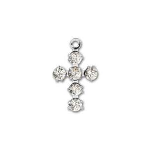   47206 17.5mm Silver Plated Round Cross Crystal Arts, Crafts & Sewing