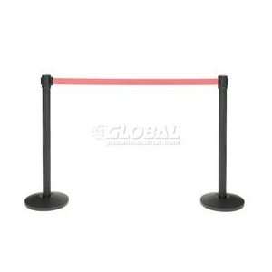  Black Crowd Control Stanchion With 7 1/2 Ft Red Belt 