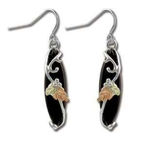  Landstroms Black Hills Gold & Silver Onyx Earrings 