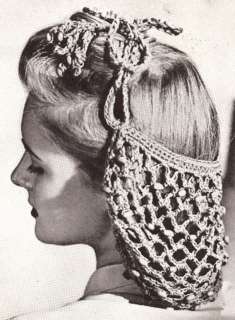 Vintage PATTERN Crochet Beaded Snood Hairnet hair net  