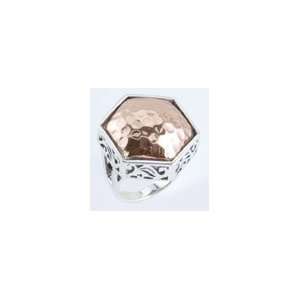    Barse Sterling Silver Hammered Copper Hexagon Ring, 11 Jewelry