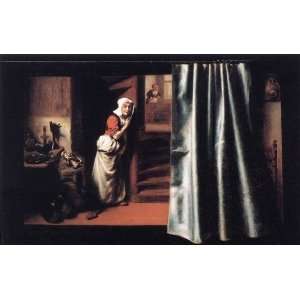   Eavesdropper with a Scolding Woman, By Maes Nicolaes