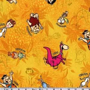  45 Wide The Flintstones Yab A Daba Doo Orange Fabric By 