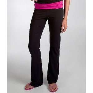  BKE Foldover Yoga Pant Black Pink Rasberry Sports 