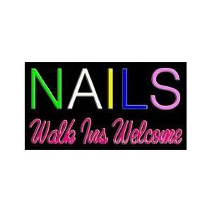  Nails Walk Ins Welcome Outdoor Neon Sign 20 x 37 Sports 