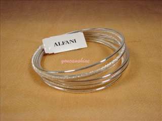 Alfani Sandblasted/Smooth Silver Tone Bangle Bracelet  