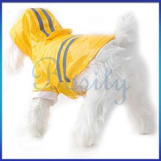   Dog Slicker Raincoat Clothes Apparel Hoodie Rain Coat PVC Cover S New