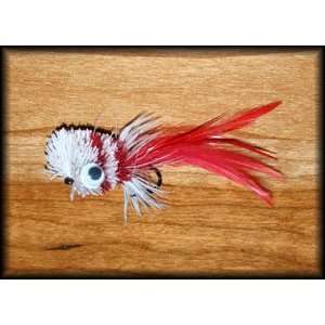  Deer Hair Bass Bug   Red/White Fly Fishing Fly Sports 