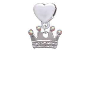   Crystals and Faux Stone Bottom European Heart Charm Dangl Jewelry