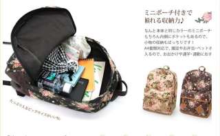 Anello Japan Floral Print Vintage Style Backpack Canvas School Bag 