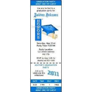  Blue Honors Graduation Party Ticket Invitation Health 