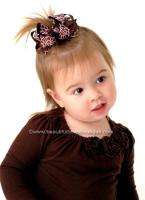 Dainty Brown & Pink Giraffe Hair Bow Baby Toddler Girl  