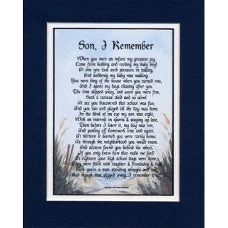 Son I Remember Touching 8x10 Poem, Double matted in Navy Over White 
