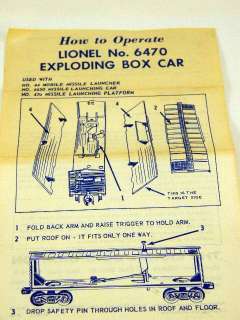 Original Lionel 6470 Exploding Box Car w/ Instructions  